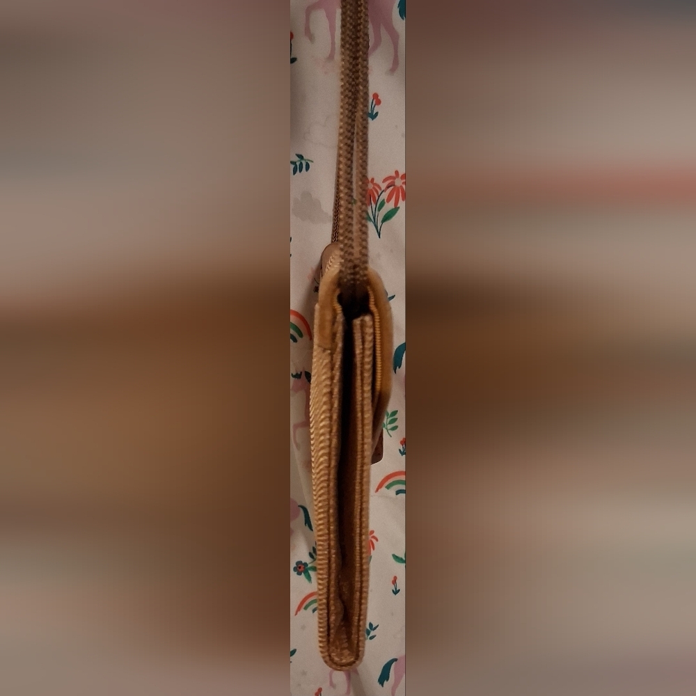 EUC RARE Vintage 70s Christian Dior Boutique Tan Linen & Silk Envelope Purse Bag - Picture 10 of 12